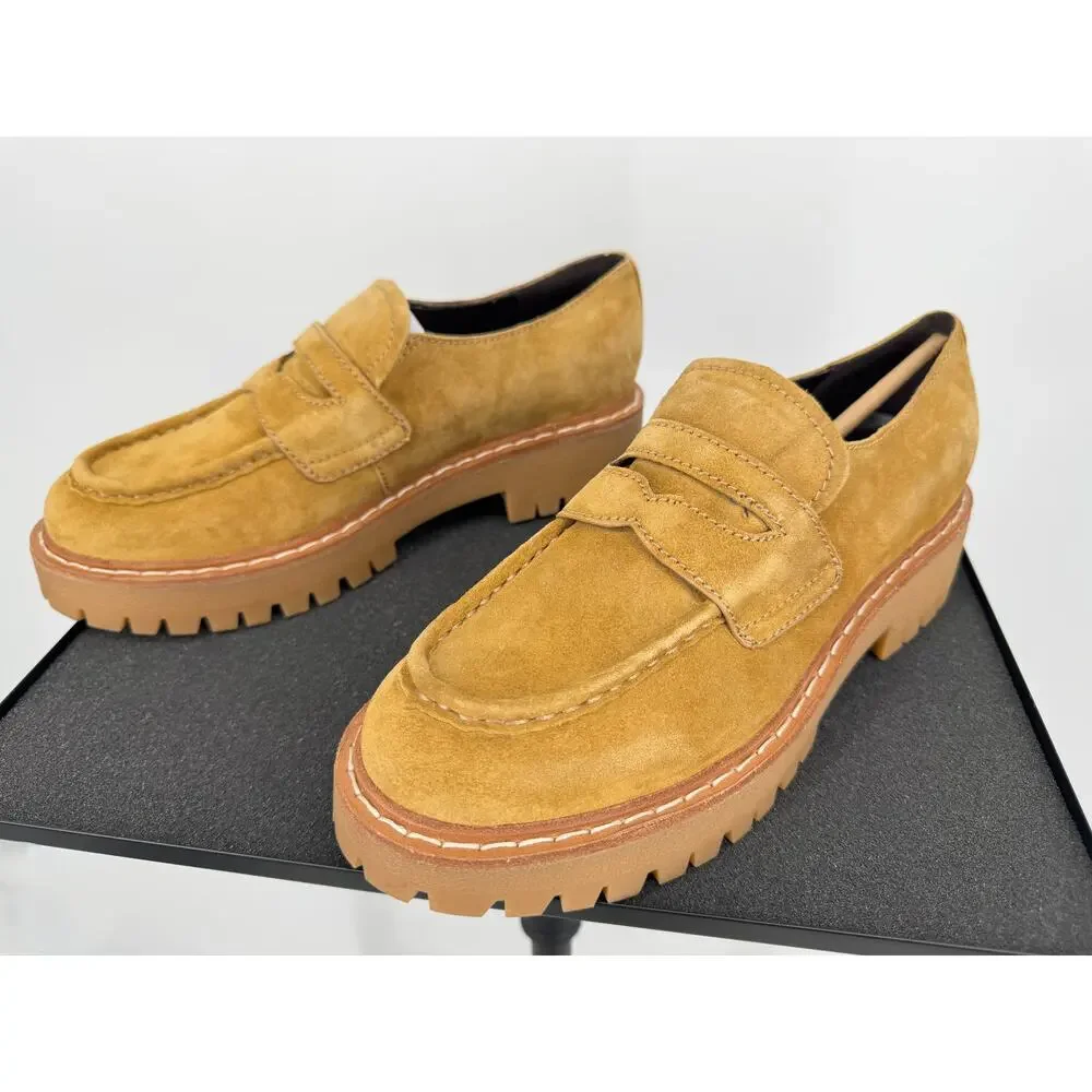 Marc Fisher LTD Norton Suede Leather Lug Sole Penny Loafers Size 10M NIB